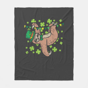Irischer Leprechaun Faultier Shamrock St Patricks Fleecedecke