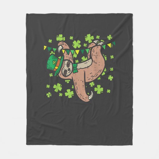 Irischer Leprechaun Faultier Shamrock St Patricks Fleecedecke (Vorderseite)