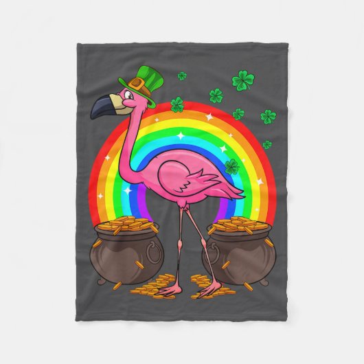 Irischer Leprechaun Flamingo Lustiger St. Patrick' Fleecedecke (Vorderseite)