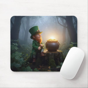 Irischer Leprechaun in einem nebligen Wald Mousepad