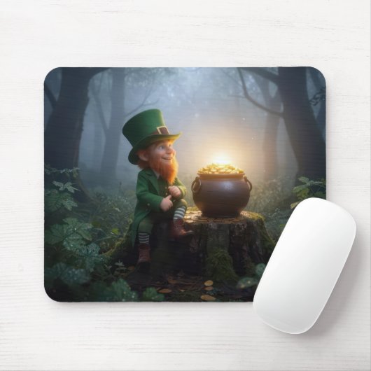 Irischer Leprechaun in einem nebligen Wald Mousepad (Mit Mouse)