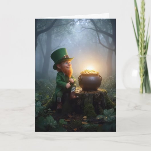 Irischer Leprechaun mit einem Goldtopf Karte (Vorderseite)