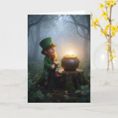 Irischer Leprechaun mit einem Goldtopf Karte (Gelbe Blume)
