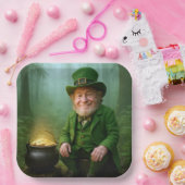 Irischer Leprechaun mit einem Goldtopf Pappteller (Party)
