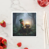 Irischer Leprechaun mit einem Goldtopf Serviette (Beispiel)