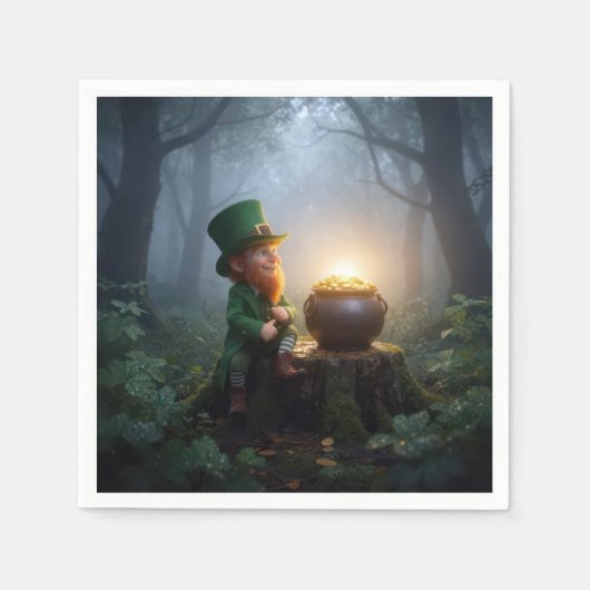 Irischer Leprechaun mit einem Goldtopf Serviette (Vorderseite)