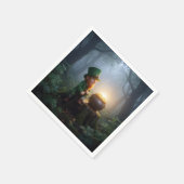 Irischer Leprechaun mit einem Goldtopf Serviette (Ecke)