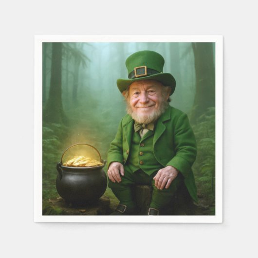 Irischer Leprechaun mit einem Goldtopf Serviette (Vorderseite)