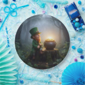 Irischer Leprechaun mit einem Topf voll Gold Pappteller (Party)
