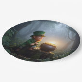 Irischer Leprechaun mit einem Topf voll Gold Pappteller (Schrägansicht)