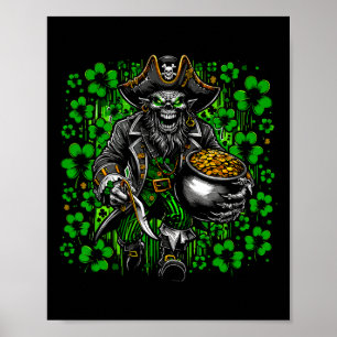 Irischer Leprechaun Pirat St Patricks Day Party fü Poster