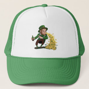Irischer Leprechaun wirft Lucky Cookies Lustig  Truckerkappe