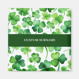 Irischer Nachname Wasserfarbe Shamrock Magnet