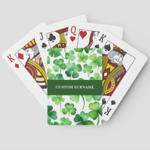Irischer Nachname Wasserfarbe Shamrock Spielkarten