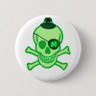 Irischer Piraten-Schädel-Knopf Button