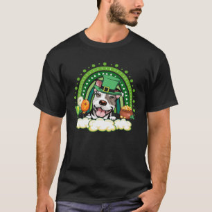 Irischer Pitbull Glücksklee Regenbogen St. Patrick T-Shirt