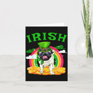 Irischer Pug Lustiger St. Patricks Tag Leprechaun  Karte