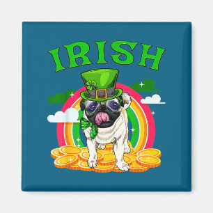 Irischer Pug Lustiger St. Patricks Tag Leprechaun  Magnet
