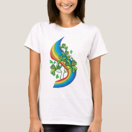 Irischer Regenbogen und Kleeblätter T-Shirt