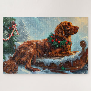 Irischer Roter Setter Hund Weihnachtsfestlich Puzzle