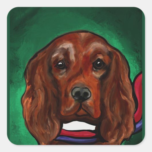 Irischer Roter Setter Quadratischer Aufkleber (Vorderseite)