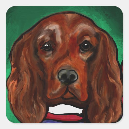 Irischer Roter Setter Quadratischer Aufkleber (Vorderseite)