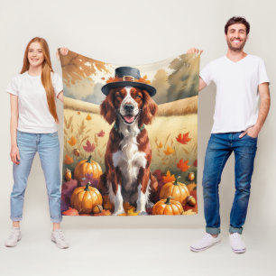 Irischer Rotsetter in Herbstlaub Thanksgiving Kuns Fleecedecke