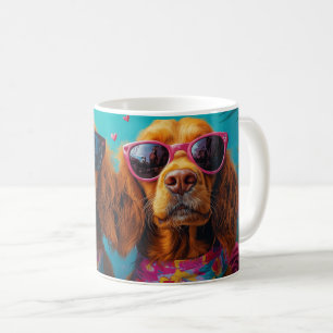 Irischer Rotsetter mit Herzrosen zum Valentinstag Kaffeetasse