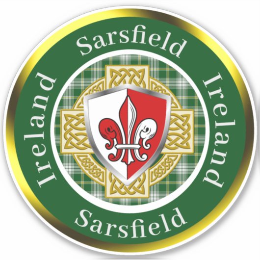 Irischer Schild/keltisches Kreuz Personalisiert Aufkleber (Vorderseite)