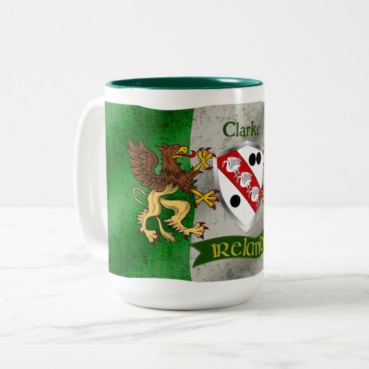 Irischer Schild mit/Personalisierte einer beschädi Zweifarbige Tasse (Vorderseite Links)