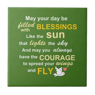 Irischer Segen für Mut - Typografie im Grün Fliese