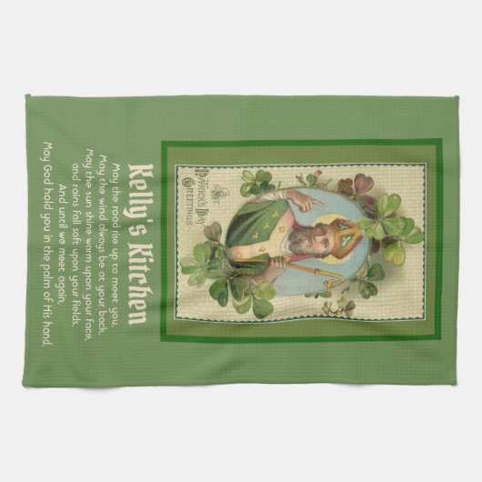 Irischer Segen-religiöse Kleeblätter St Patrick Geschirrtuch (Horizontal)