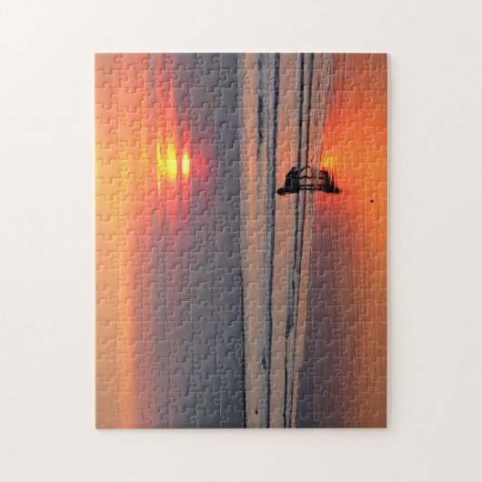 Irischer Setter am Sonnenuntergang durch das Puzzle (Vertikal)