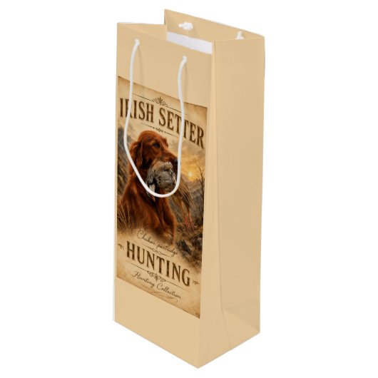 Irischer Setter Geschenktüte Für Weinflaschen (Vorderseite Schrägansicht)