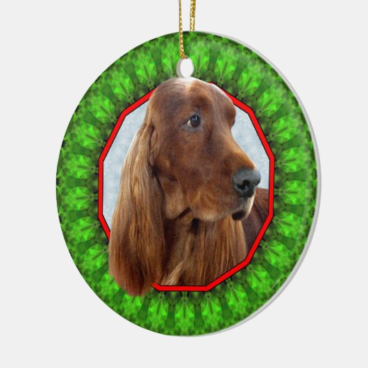 Irischer Setter glückliches Howliday Keramik Ornament (Links)