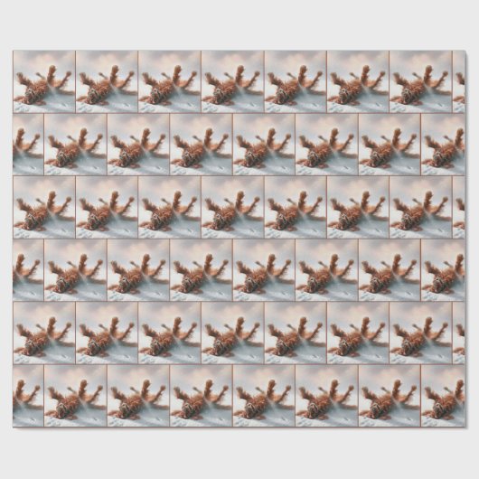 Irischer Setter hat Spaß im Schnee Geschenkpapier (Flach)