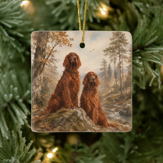 Irischer Setter Keramikornament (Baum)