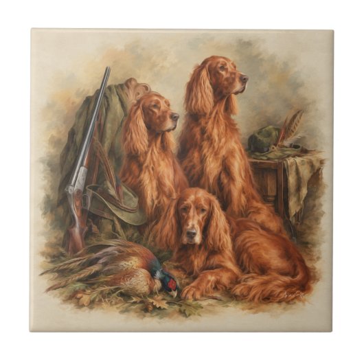 Irischer Setter ,Kunst Fliese (Vorderseite)