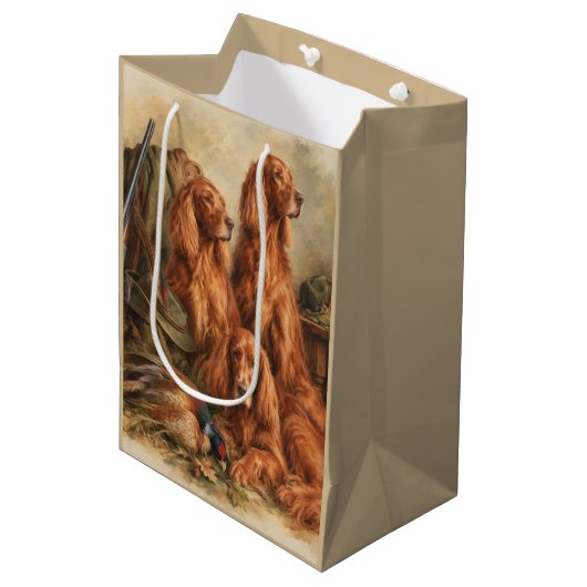 Irischer Setter ,Kunst Mittlere Geschenktüte (Vorderseite Schrägansicht)