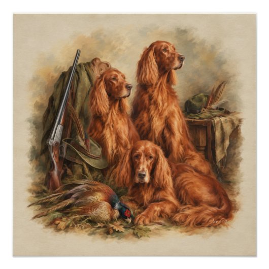 Irischer Setter ,Kunst Poster (Vorderseite)