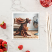irischer Setter mit blühendem Ventilator Serviette (Beispiel)