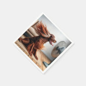 irischer Setter mit blühendem Ventilator Serviette (Ecke)