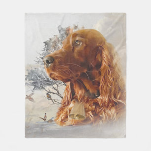 Irischer Setter mit Fasan  Fleecedecke