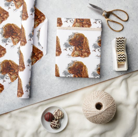 irischer Setter mit Fasant Geschenkpapier (Basteln)