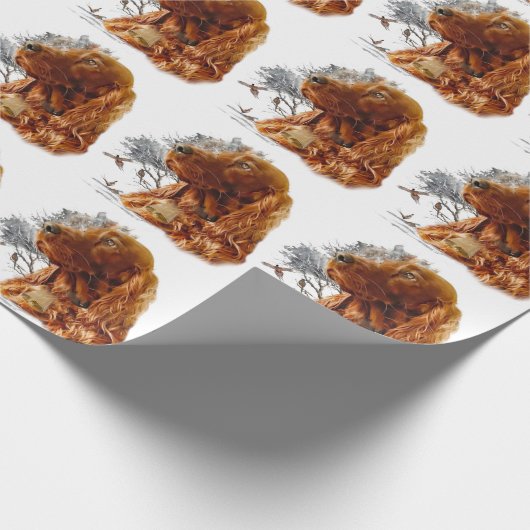 irischer Setter mit Fasant Geschenkpapier (Ecke)