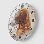 irischer Setter mit Fasant Große Wanduhr (Winkel)
