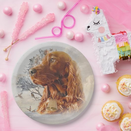 irischer Setter mit Fasant Pappteller (Party)