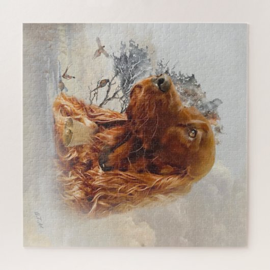 irischer Setter mit Fasant Puzzle (Horizontal)