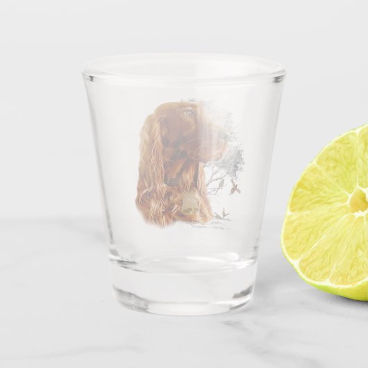 irischer Setter mit Fasant Schnapsglas (Rückseite)