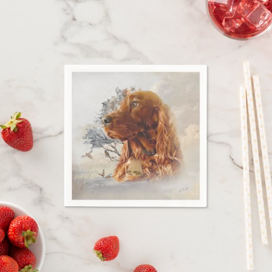 irischer Setter mit Fasant Serviette (Beispiel)